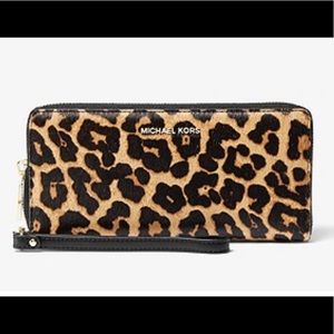 Michael Kors Leopard Print Calf Hair Wristlet